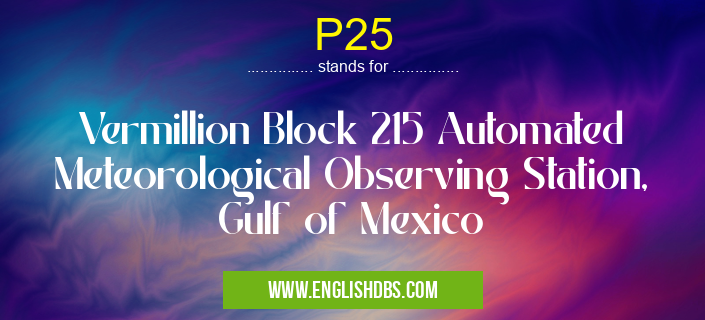 P25 means Vermillion Block 215 Automated Meteorological Observing Station, Gulf of Mexico P25