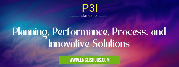 P3I means Planning, Performance, Process, and Innovative Solutions P3I
