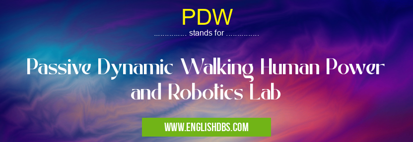 PDW means Passive Dynamic Walking Human Power and Robotics Lab PDW