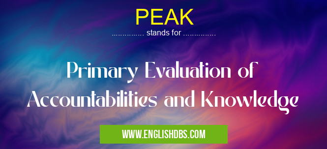PEAK means Primary Evaluation of Accountabilities and Knowledge PEAK