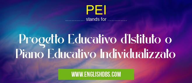 PEI means Progetto Educativo d'Istituto o Piano Educativo Individualizzato PEI
