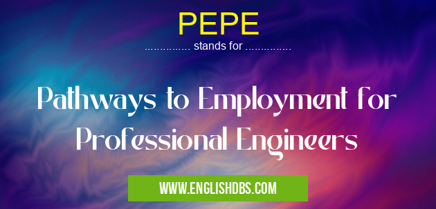 PEPE means Pathways to Employment for Professional Engineers PEPE