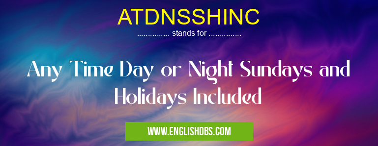 ATDNSSHINC means Any Time Day or Night Sundays and Holidays Included ATDNSSHINC