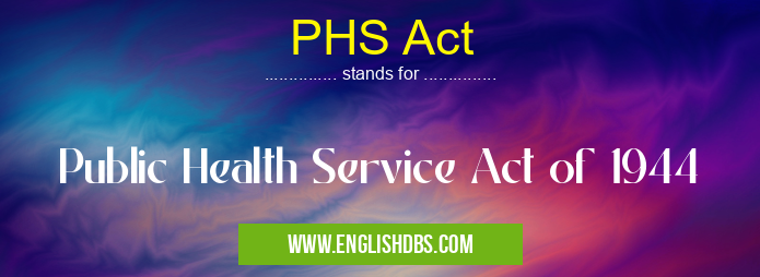 PHS Act means Public Health Service Act of 1944 PHS Act