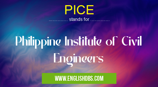 PICE means Philippine Institute of Civil Engineers PICE