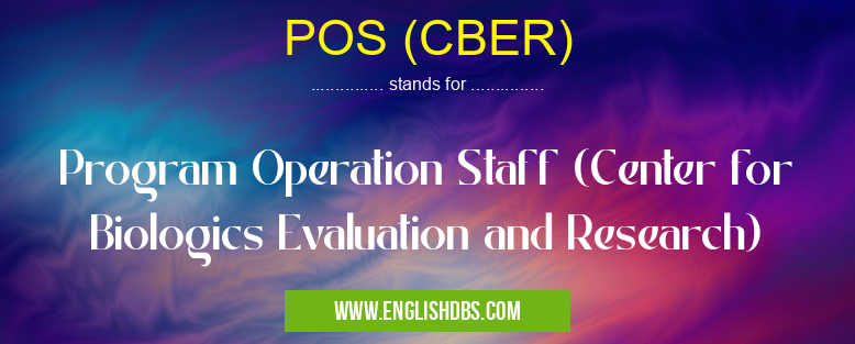 POS (CBER) means Program Operation Staff (Center for Biologics Evaluation and Research) POS (CBER)