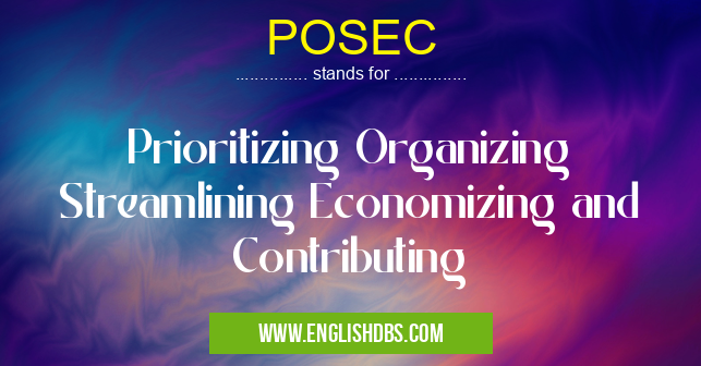 POSEC means Prioritizing Organizing Streamlining Economizing and Contributing POSEC
