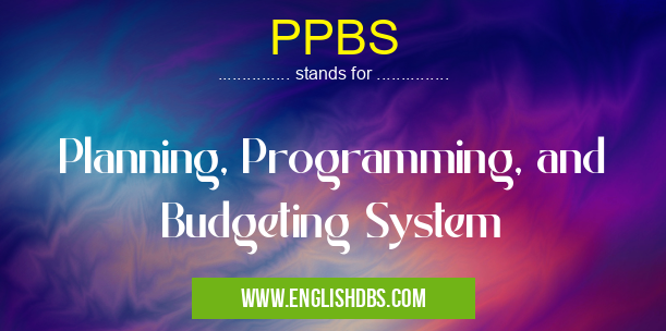PPBS means Planning, Programming, and Budgeting System PPBS