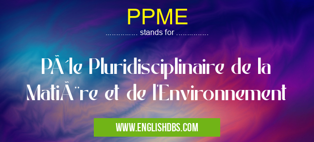 PPME means Pôle Pluridisciplinaire de la Matière et de l'Environnement PPME