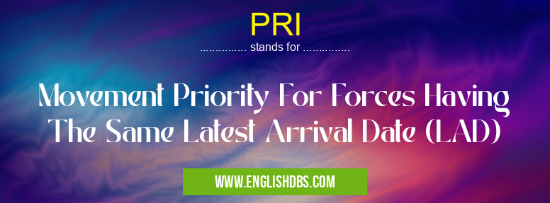 PRI means Movement Priority For Forces Having The Same Latest Arrival Date (LAD) PRI