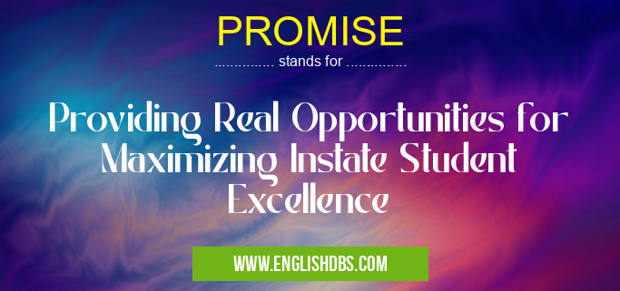 PROMISE means Providing Real Opportunities for Maximizing Instate Student Excellence PROMISE