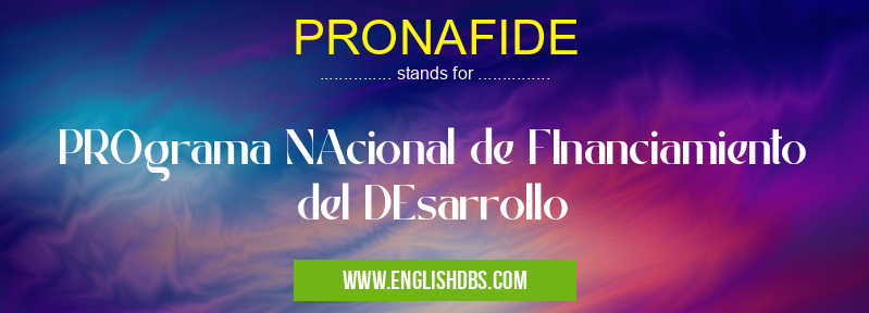 PRONAFIDE means PROgrama NAcional de FInanciamiento del DEsarrollo PRONAFIDE
