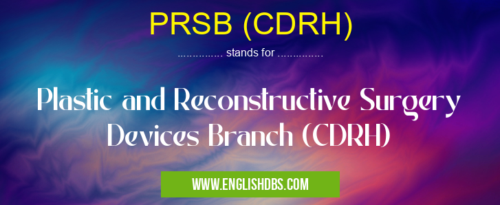 PRSB (CDRH) means Plastic and Reconstructive Surgery Devices Branch (CDRH) PRSB (CDRH)