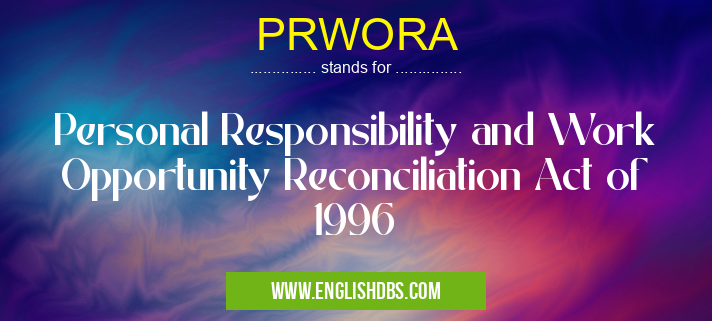 PRWORA means Personal Responsibility and Work Opportunity Reconciliation Act of 1996 PRWORA