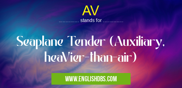 AV means Seaplane Tender (Auxiliary, heaVier-than-air) AV