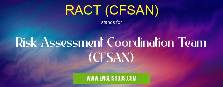 RACT (CFSAN) means Risk Assessment Coordination Team (CFSAN) RACT (CFSAN)