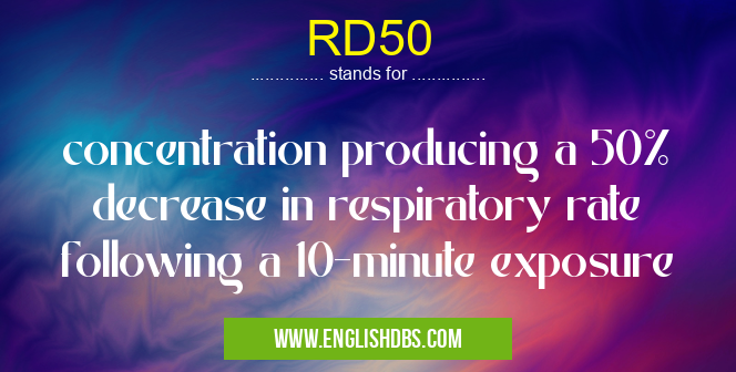 RD50 means concentration producing a 50% decrease in respiratory rate following a 10-minute exposure RD50