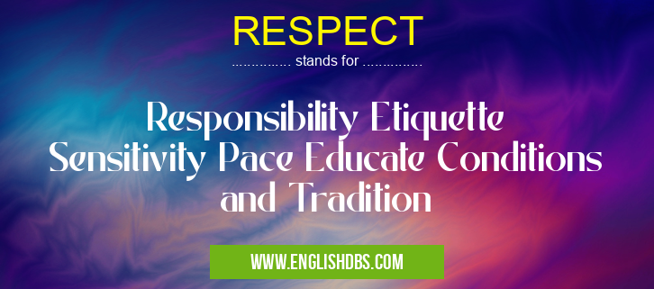 RESPECT means Responsibility Etiquette Sensitivity Pace Educate Conditions and Tradition RESPECT