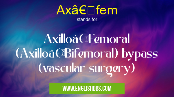 Axâ€fem means Axilloâ€Femoral (Axilloâ€Bifemoral) bypass (vascular surgery) Axâ€fem