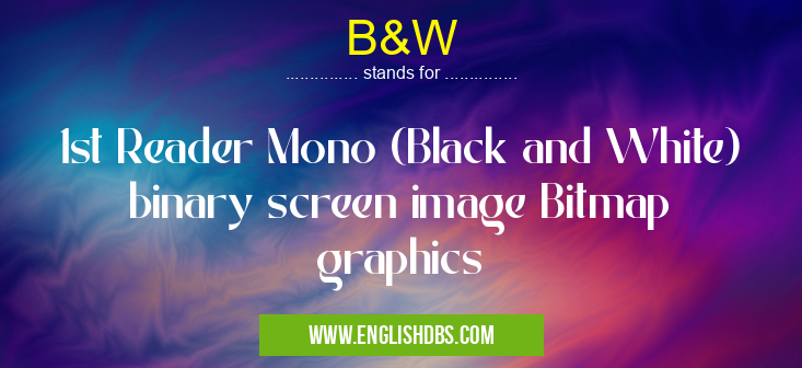 B&W means 1st Reader Mono (Black and White) binary screen image Bitmap graphics B&W