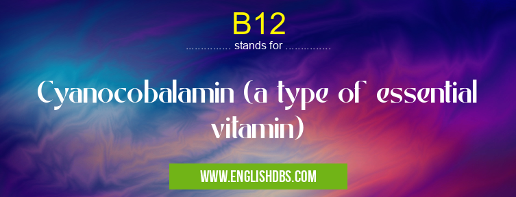 B12 means Cyanocobalamin (a type of essential vitamin) B12