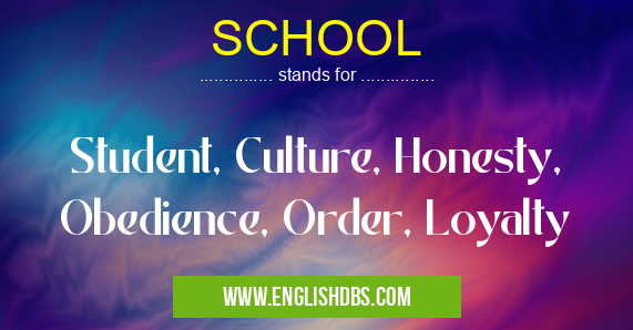 SCHOOL means Student, Culture, Honesty, Obedience, Order, Loyalty SCHOOL