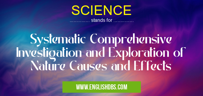 SCIENCE means Systematic Comprehensive Investigation and Exploration of Nature Causes and Effects SCIENCE