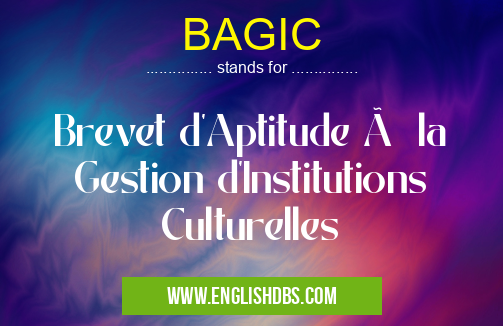 BAGIC means Brevet d'Aptitude à la Gestion d'Institutions Culturelles BAGIC