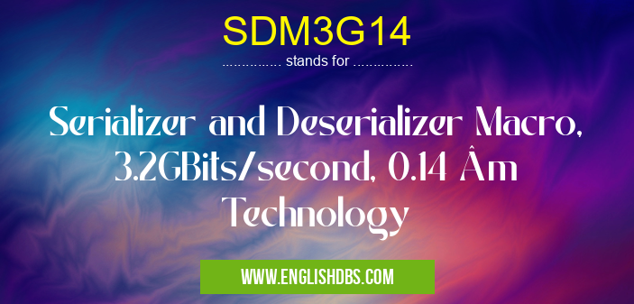 SDM3G14 means Serializer and Deserializer Macro, 3.2GBits/second, 0.14 µm Technology SDM3G14