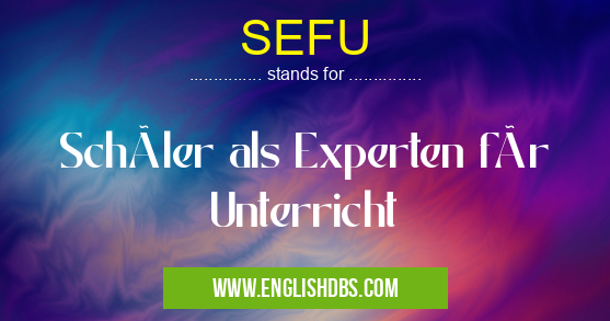 SEFU means Schüler als Experten für Unterricht SEFU
