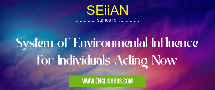 SEiiAN means System of Environmental Influence for Individuals Acting Now SEiiAN