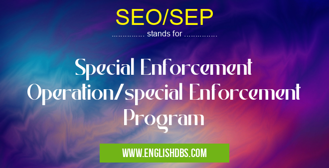 SEO/SEP means Special Enforcement Operation/special Enforcement Program SEO/SEP