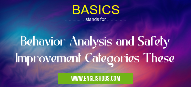 BASICS means Behavior Analysis and Safety Improvement Categories These BASICS