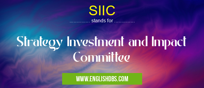 SIIC means Strategy Investment and Impact Committee SIIC