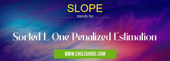 SLOPE means Sorted L One Penalized Estimation SLOPE
