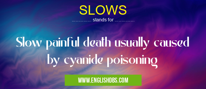 SLOWS means Slow painful death usually caused by cyanide poisoning SLOWS