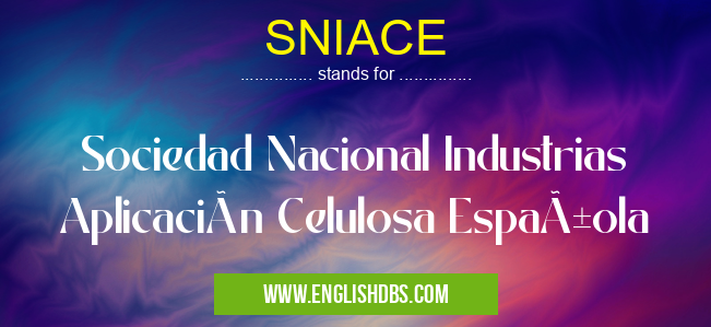 SNIACE means Sociedad Nacional Industrias Aplicación Celulosa Española SNIACE