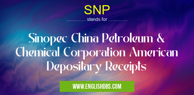 SNP means Sinopec China Petroleum & Chemical Corporation American Depositary Receipts SNP