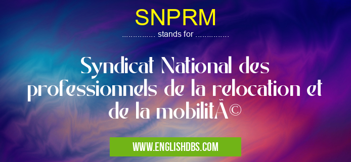 SNPRM means Syndicat National des professionnels de la relocation et de la mobilité SNPRM