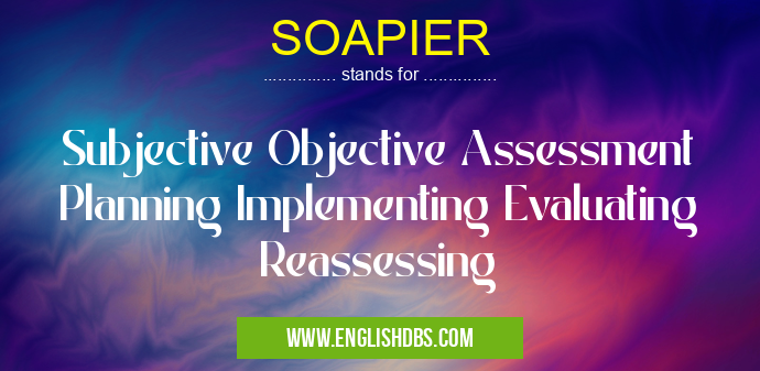 SOAPIER means Subjective Objective Assessment Planning Implementing Evaluating Reassessing SOAPIER
