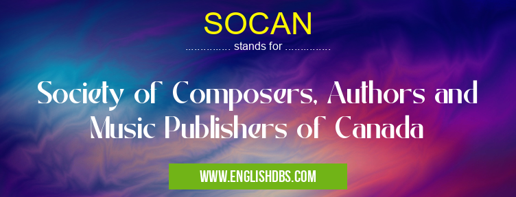 SOCAN means Society of Composers, Authors and Music Publishers of Canada SOCAN