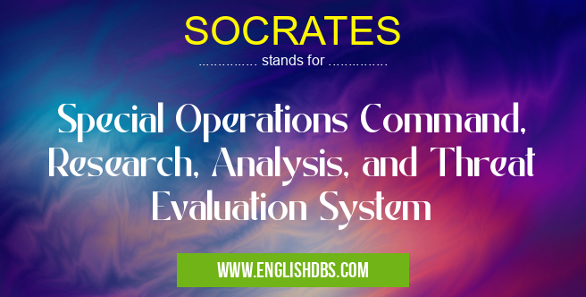 SOCRATES means Special Operations Command, Research, Analysis, and Threat Evaluation System SOCRATES