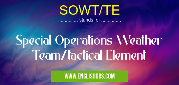SOWT/TE means Special Operations Weather Team/tactical Element SOWT/TE