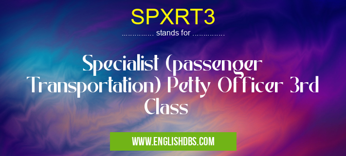 SPXRT3 means Specialist (passenger Transportation) Petty Officer 3rd Class SPXRT3
