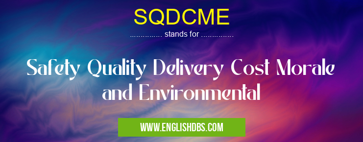 SQDCME means Safety Quality Delivery Cost Morale and Environmental SQDCME