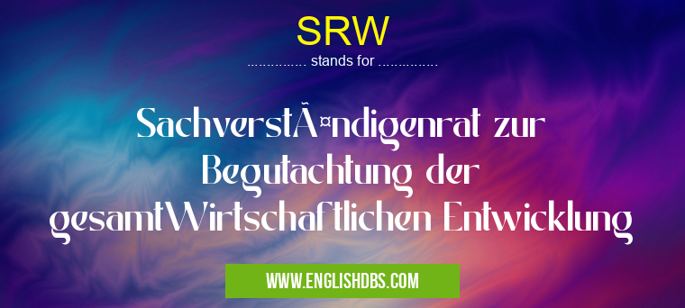 SRW means Sachverständigenrat zur Begutachtung der gesamtWirtschaftlichen Entwicklung SRW