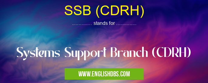 SSB (CDRH) means Systems Support Branch (CDRH) SSB (CDRH)