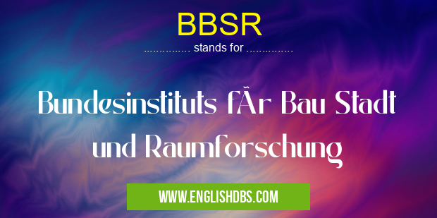 BBSR means Bundesinstituts für Bau Stadt und Raumforschung BBSR