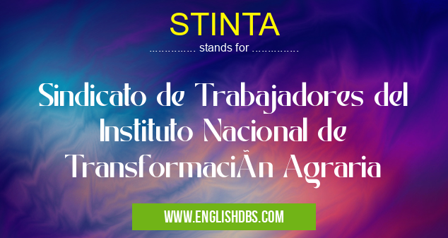 STINTA means Sindicato de Trabajadores del Instituto Nacional de Transformación Agraria STINTA