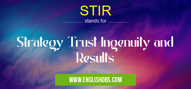 STIR means Strategy Trust Ingenuity and Results STIR
